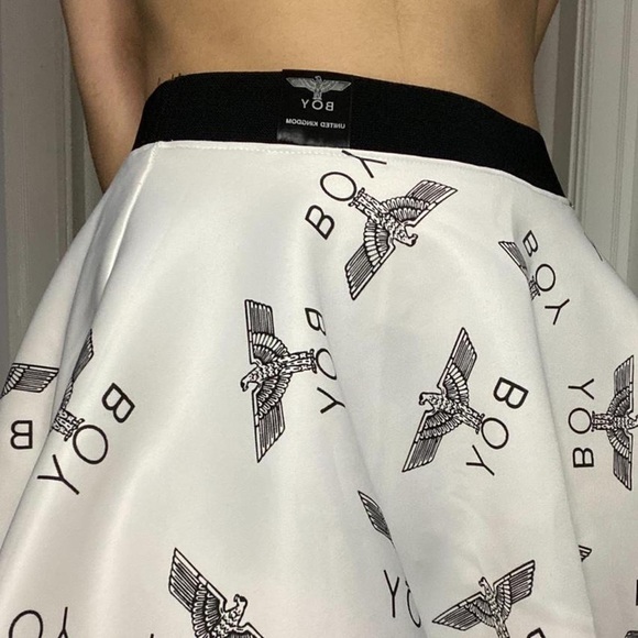 White and Black Boy London Logo Skater Skirt - Picture 4 of 4